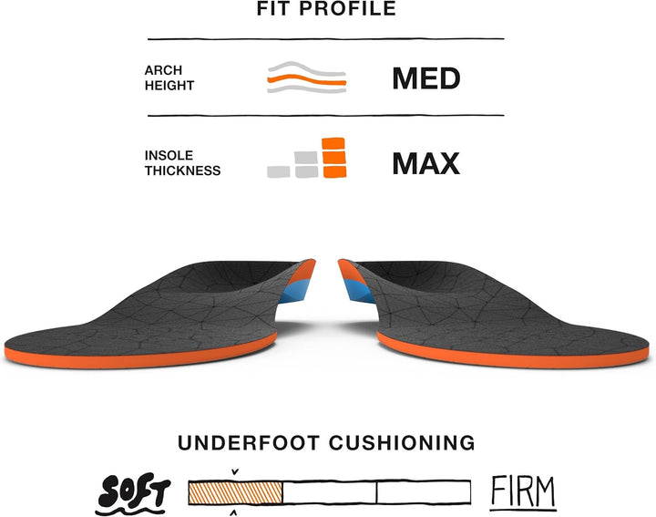 Superfeet FLEX Komfort Schuheinlagen, Einlegesohlen für Sportschuhe zur Polsterung und Unterstützung