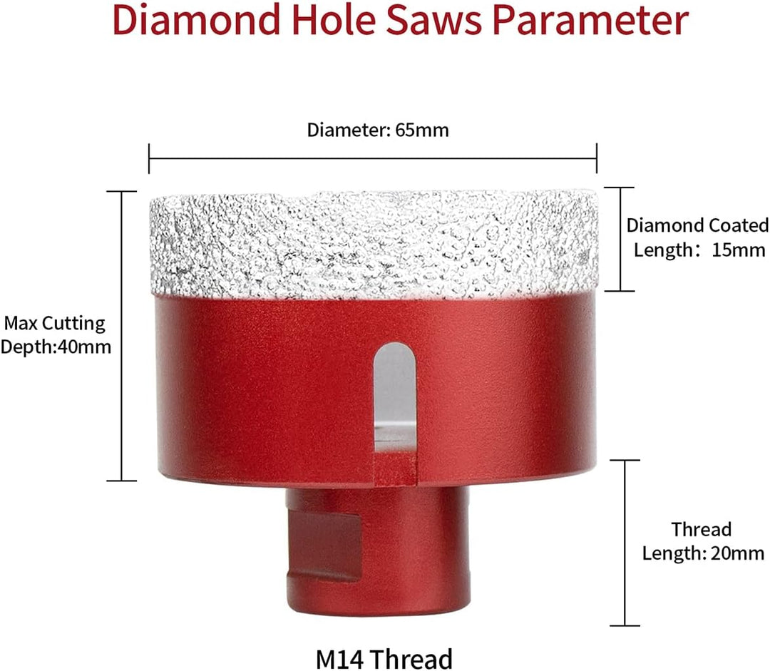 Meccion Diamant Lochsäge Bohrkrone M14 Winkelschleifer Diamantbohrkrone für Fliesen/Granit/Marmor/Po