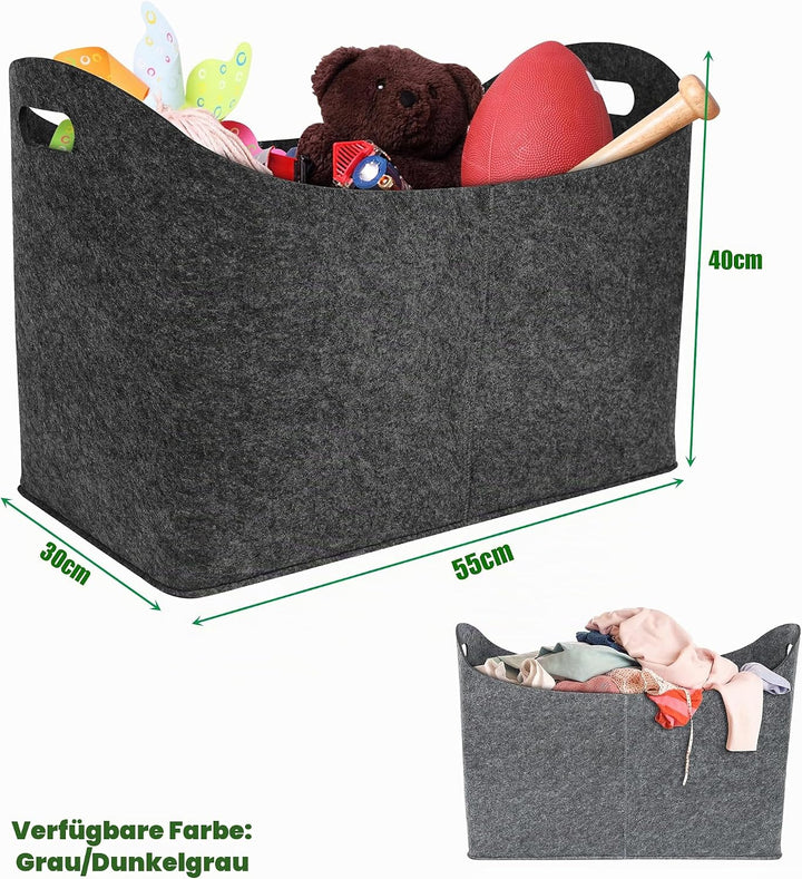 2 Stück Filz Holzkörbe Tragbare Kaminholztasche mit Griff Faltbare Kaminholzkörbe Innen &amp; Aussen 60L