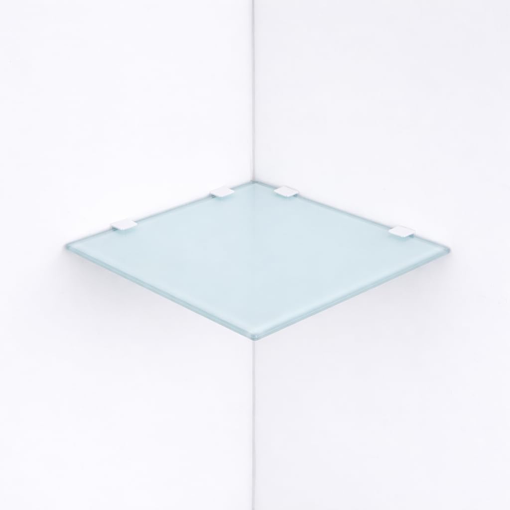 Euro Tische Glas Eckregal 35 x 35 cm, Wandregal für Badezimmer, Duschregal Bad, Glas Badregal mit 6m