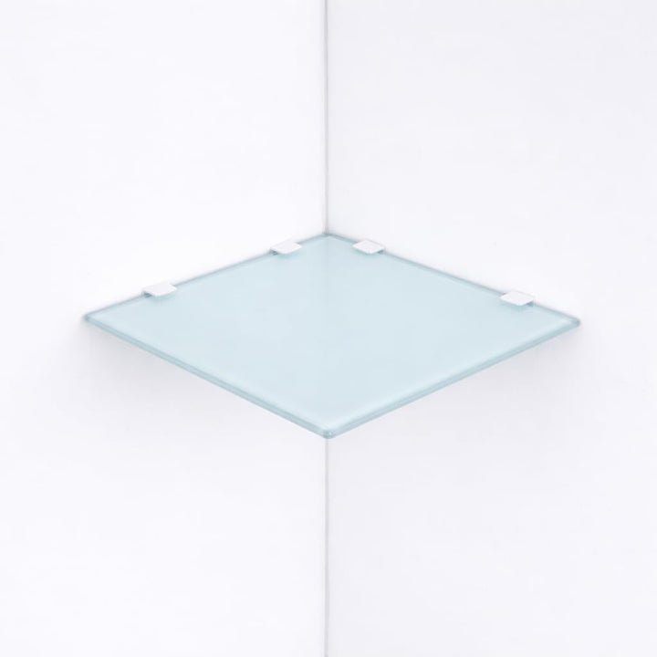 Euro Tische Glas Eckregal 35 x 35 cm, Wandregal für Badezimmer, Duschregal Bad, Glas Badregal mit 6m