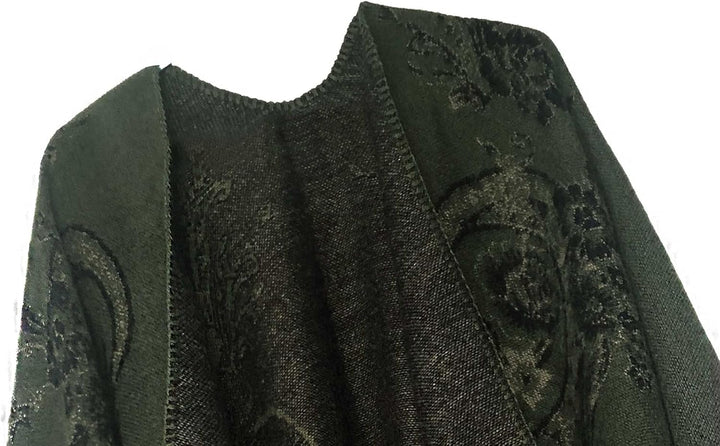 Damen Warm Offene Front Strick Schals und Wraps Floral Elegante Cardigans Poncho Cape Coat Mantel Du