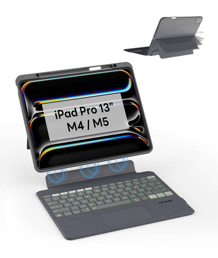eip Keyboard Case für iPad Pro 13" M5/M4, magnetisch abnehmbare Tastatur mit patentierten Stylus-Sho