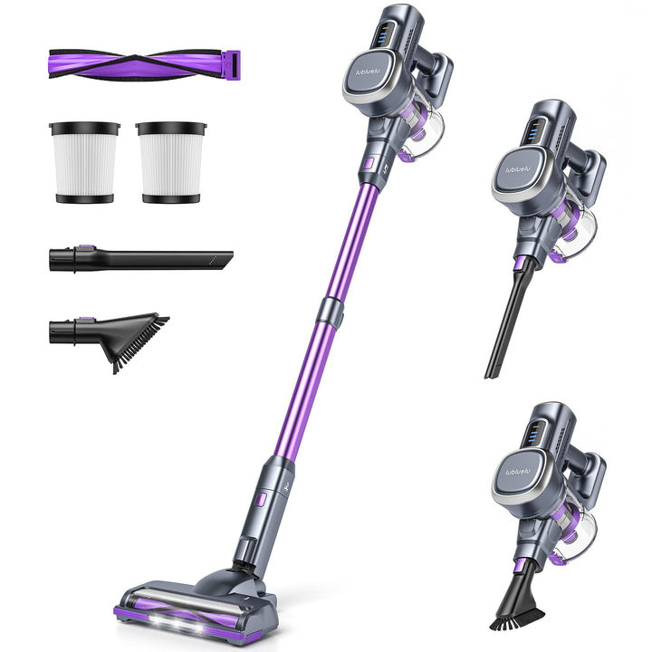 Lubluelu Cordless Vacuum Cleaner, 50-Minute Runtime Bendable Vacuum Wand Self-Standing Stick Electri