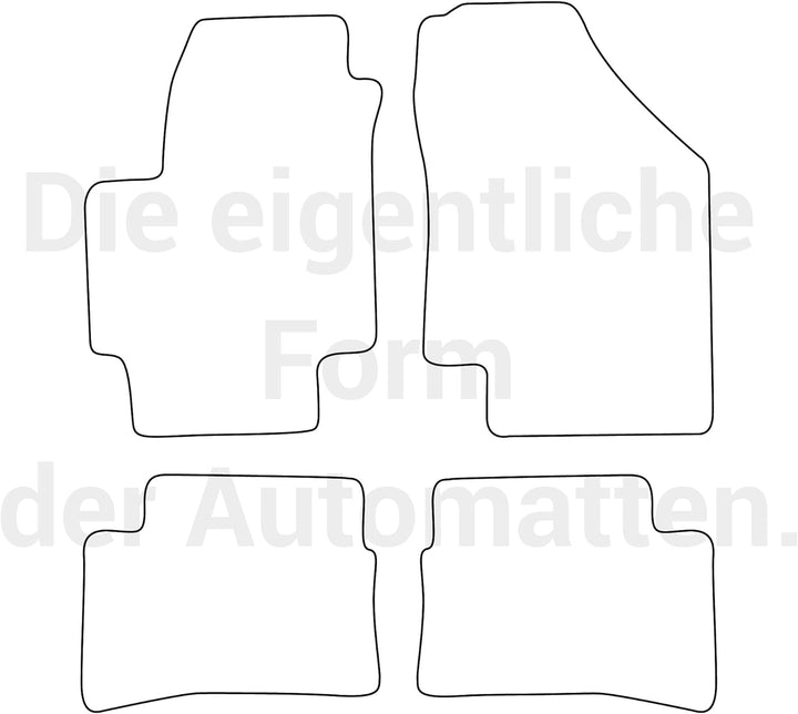 moto-MOLTICO Fussmatten Auto Velours Autoteppiche Schwarz Automatten Set 4-teilig passend für Hyunda