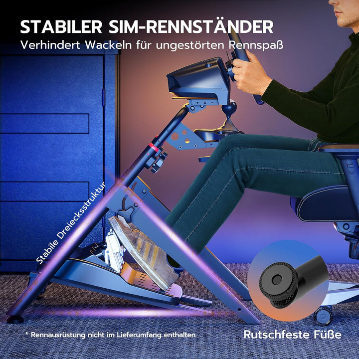 ARES WING Lenkradständer kompatibel mit Fanatec, Thrustmaster, Logitech, Moza, faltbares SIM Racing