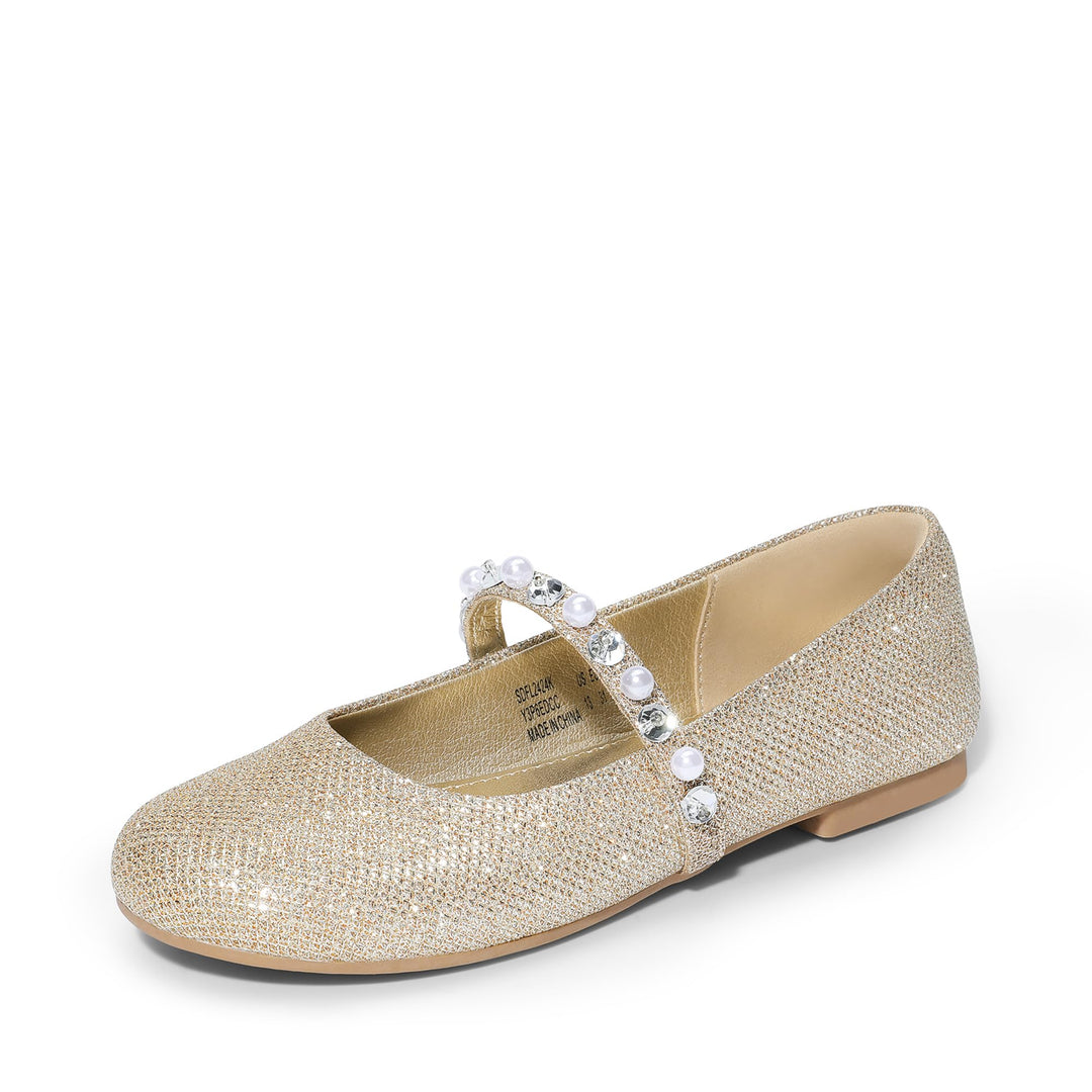 DREAM PAIRS Mädchen-Blumenmädchen-Kleiderschuhe für Hochzeit, Party 25 EU Gold Glitzer, 25 EU Gold G