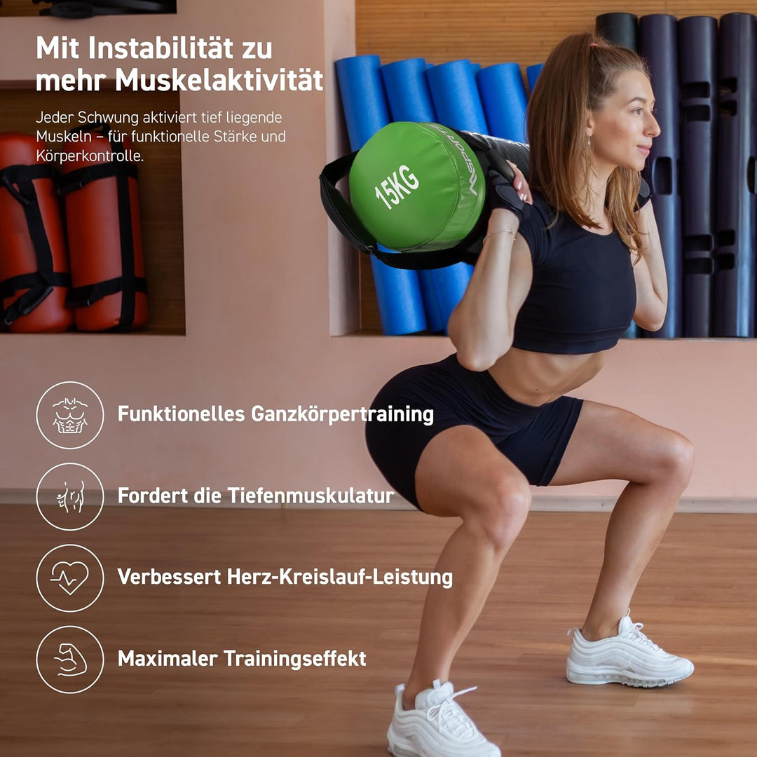 MSPORTS Power Bag Premium 5-30 kg Fitness Bag - Sandsack für Functional Fitness Gewichtssack 15 kg