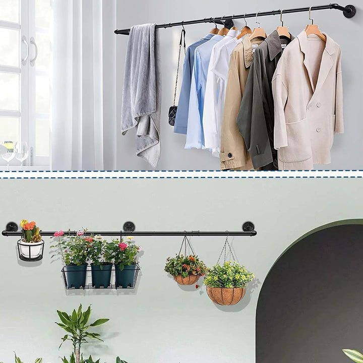 Royouzi Kleiderstange Wandmontage 184 cm Wandmontiertabnehmbarmetall Garderobenstange, Wird Zum Plat