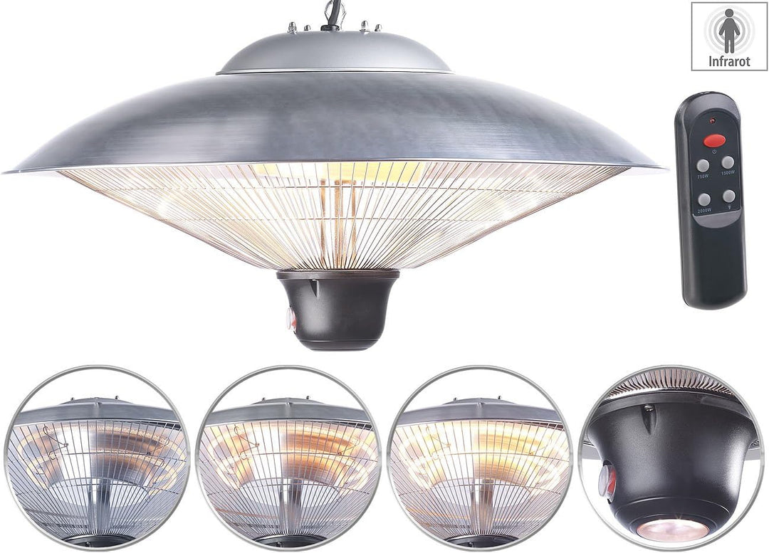 Semptec Urban Survival Technology Deckenheizstrahler: IR-Decken-Heizstrahler mit LED-Licht, Fernbedi