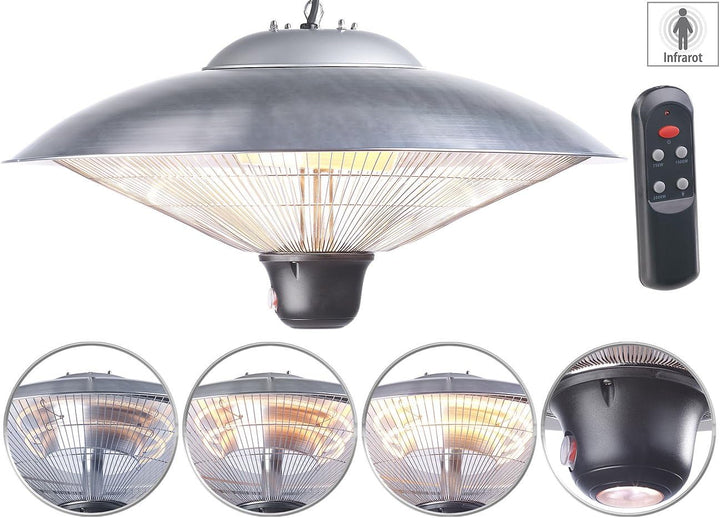Semptec Urban Survival Technology Deckenheizstrahler: IR-Decken-Heizstrahler mit LED-Licht, Fernbedi