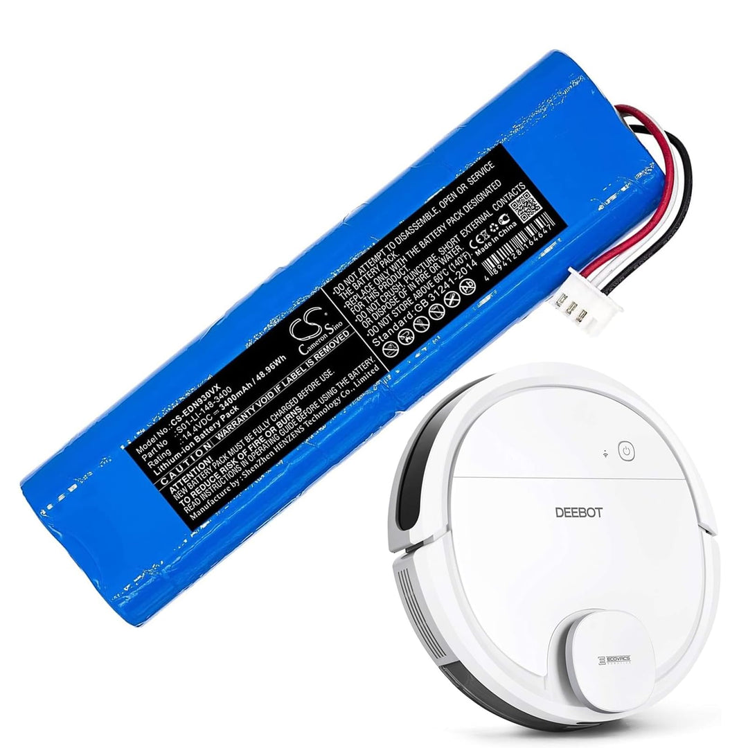3400mAh / 48.96Wh Ersatzakku, Batterie kompatibel mit Ecovacs Deebot Ozmo 900, Deebot Ozmo 901, Deeb