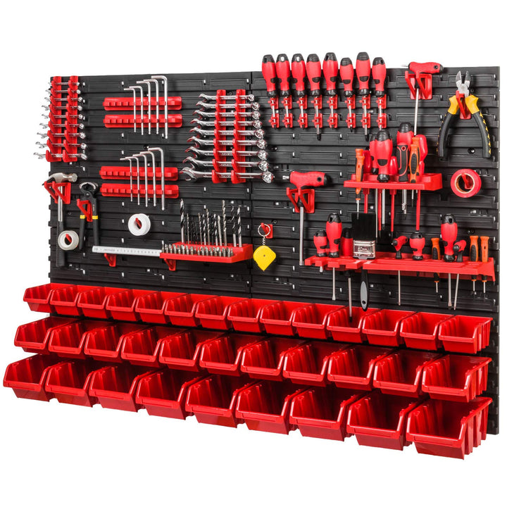 Werkzeugwand Stapelboxen 1152 x 780 mm - Lagersystem SET Werkzeughaltern und 34 Stück Box - Wandrega