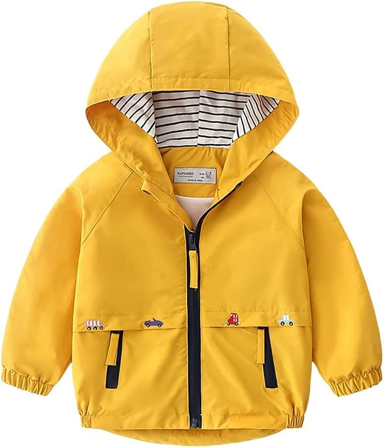 Volunboy Baby Kapuzen Jackets, Jungen Langarm Winddicht Mantel Cartoon Aufdruck Jacken 5-6 Jahre Gel