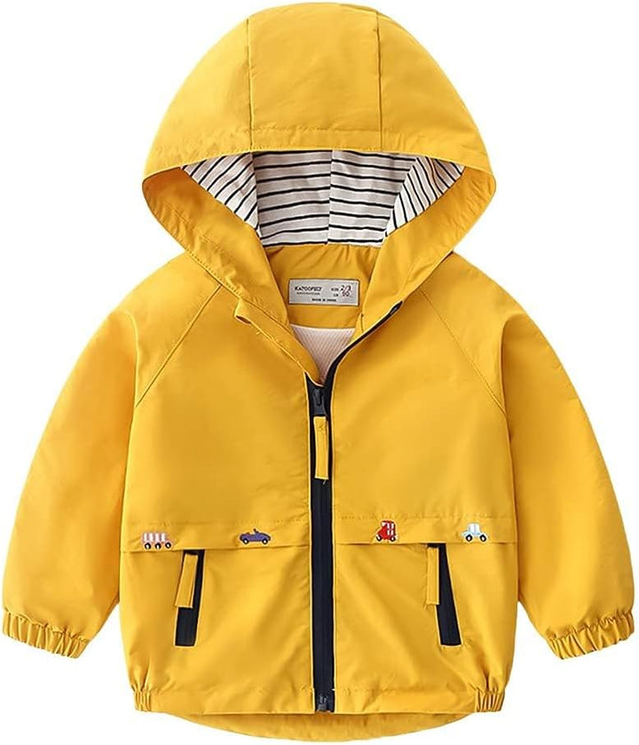 Volunboy Baby Kapuzen Jackets, Jungen Langarm Winddicht Mantel Cartoon Aufdruck Jacken 5-6 Jahre Gel