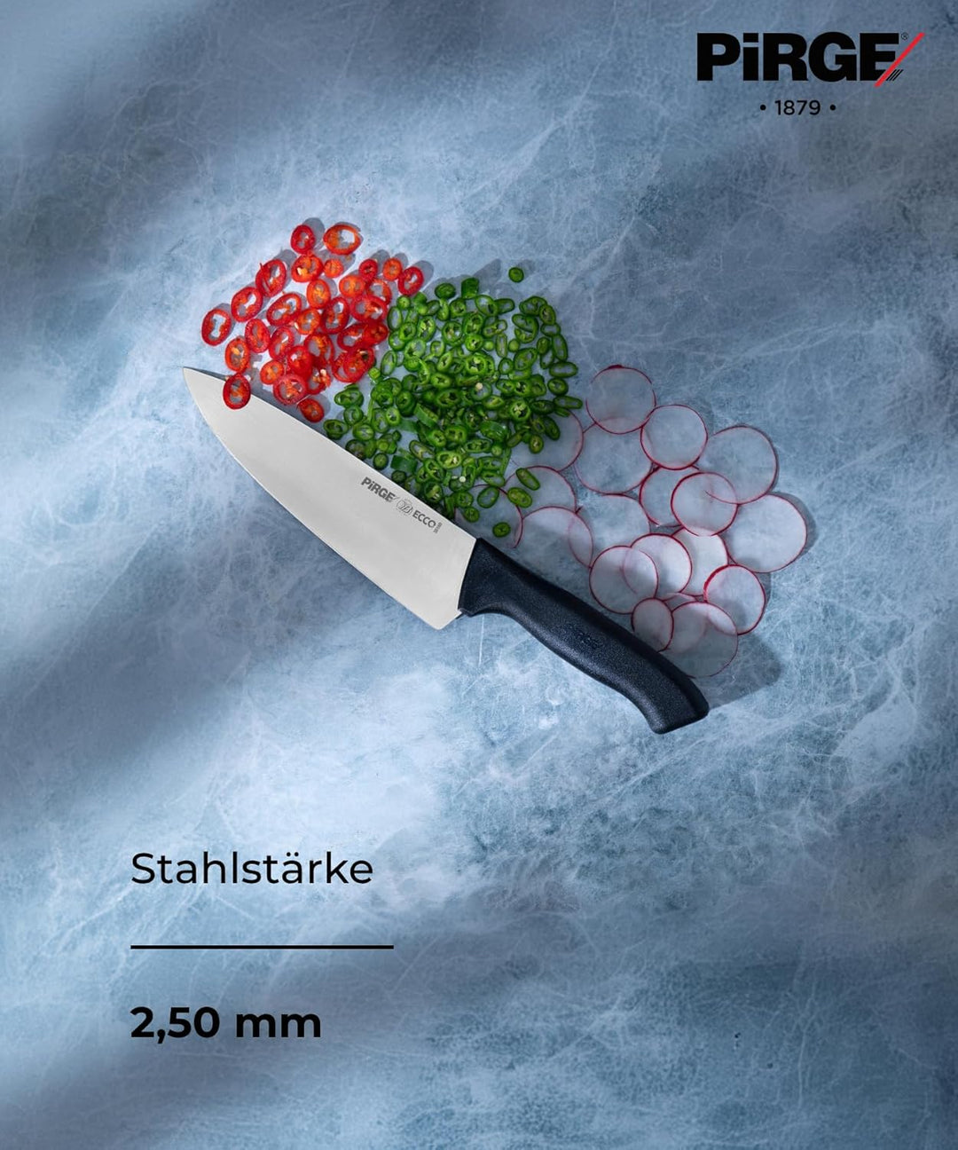 Pirge Ecco Kochmesser 19 cm Profi Küchenmesser - Allzweckmesser - Chefmesser - 54 HRC Hochgekohlter