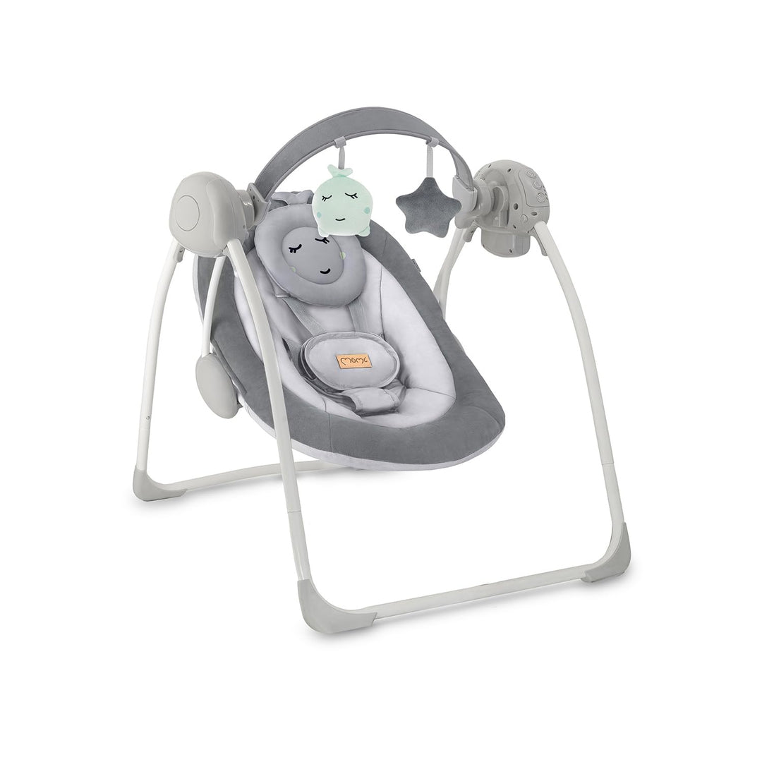 MoMi Babywippe LISS für Babys bis 9 kg, faltbar, Batterie- oder Netzbetrieb, Netzteil mit USB-Kabel,