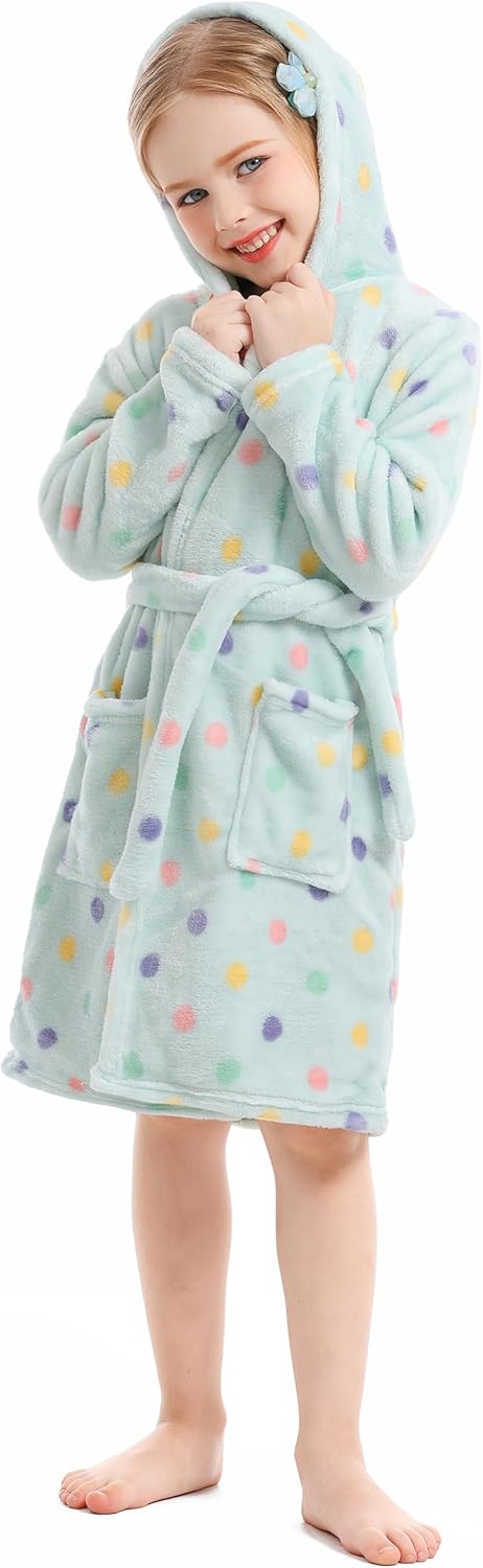 Unisex Baby Korallen Fleece mit Kapuze Morgenmantel Bademantel Jungen Mädchen Kleinkinder Pyjamas Na