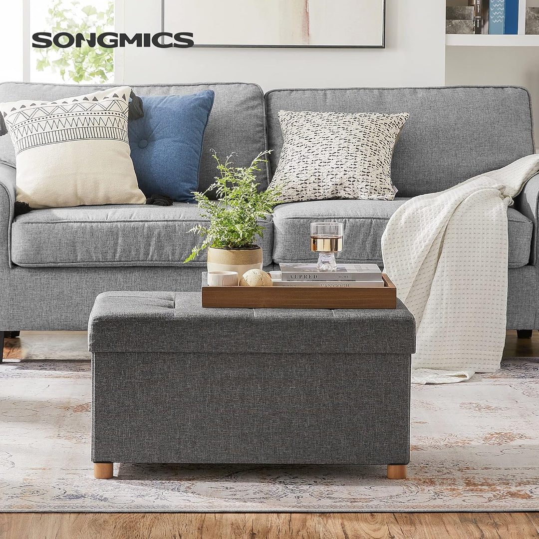 SONGMICS Sitzbank mit Stauraum, 2er Set, Schuhbank, klappbare Sitztruhe, Aufbewahrungsbox, Fussbank,