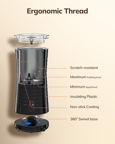 morpilot Milchaufschäumer Elektrisch 4-in-1, Milchschäumer für Heisser und Kalter Milchschaum Automa