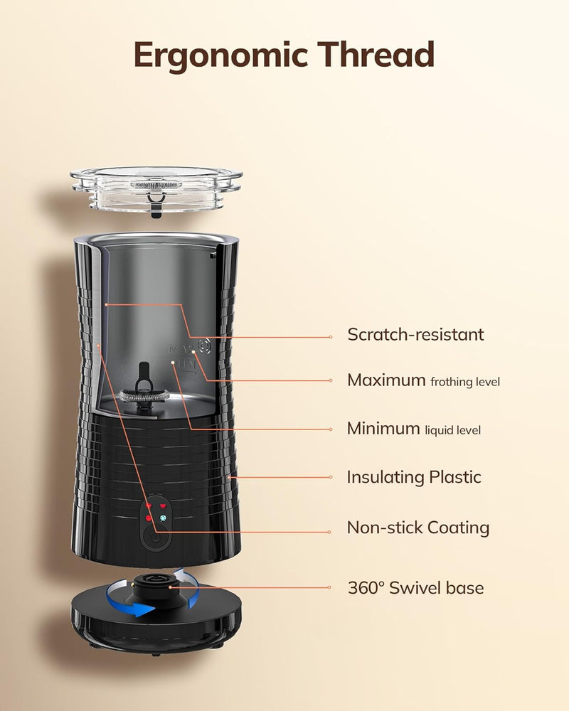 Morpilot Elektrischer Milchaufschäumer, Milchaufschäumer, Milchaufschäumer, 4 in 1, freie Wahl der S