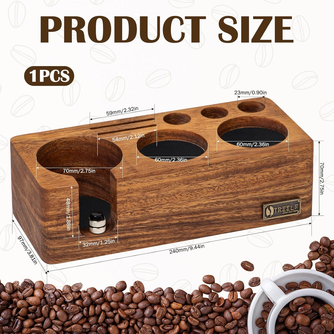Espresso Tamperstation 58 mm Kaffee Tamper Station aus Walnussholz Barista Tamping Station Höhenvers