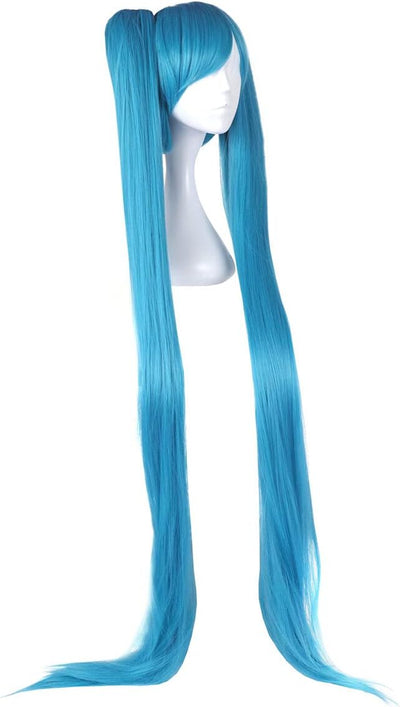 CoolChange Cosplay Perücke mit sehr Langen Zöpfen für Hatsune Miku Fans | 130cm | Farbe: Blau, Blau