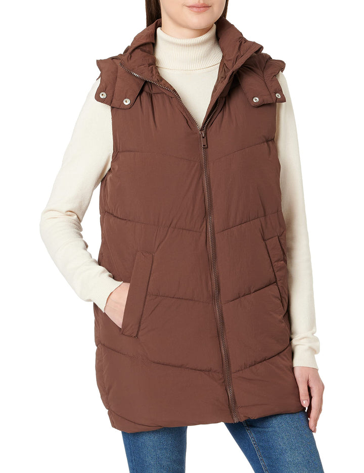 PIECES Damen Pcjamilla Short Puffer Vest Noos Bc XS Chicory Coffee, XS Chicory Coffee