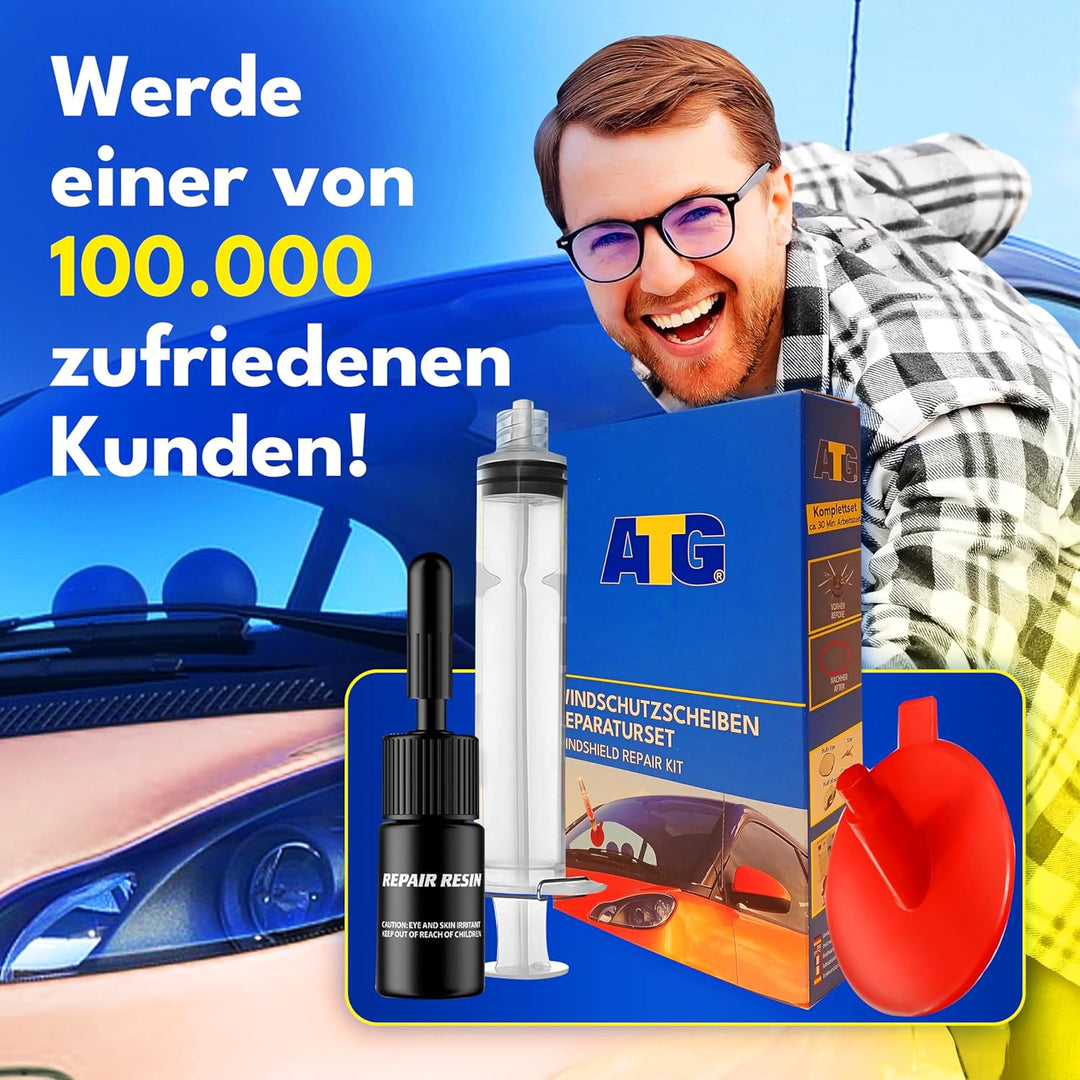 ATG® Steinschlag Reparaturset Windschutzscheibe - Universelles Auto Glas Reparatur Set - Professione
