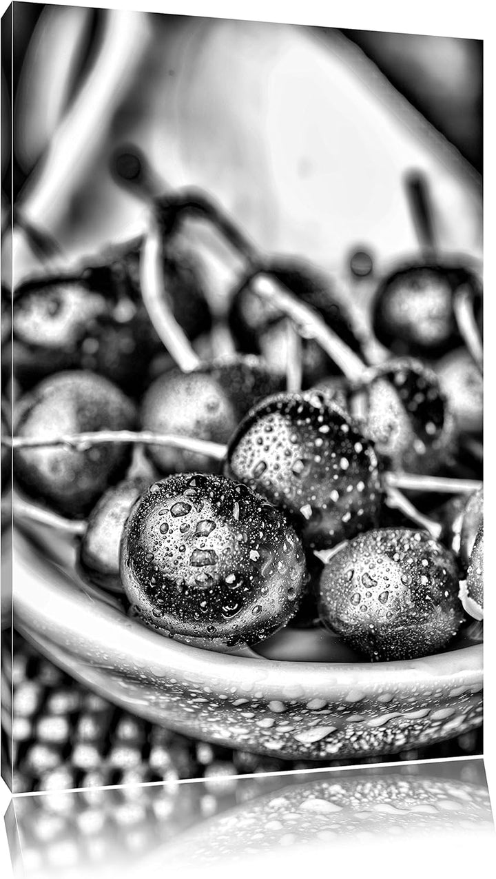 Pixxprint Frische Kirschen in Schlüssel als Leinwandbild/Grösse: 100x70 cm/Wandbild/Kunstdruck/ferti