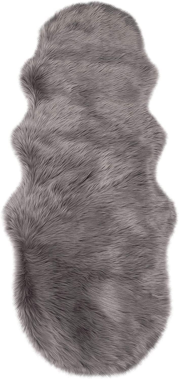 WOLTU Fellteppiche Schaffell, Kunstfell Lammfellimitat Teppich flauschig, Longhair Fell Optik, Dekof