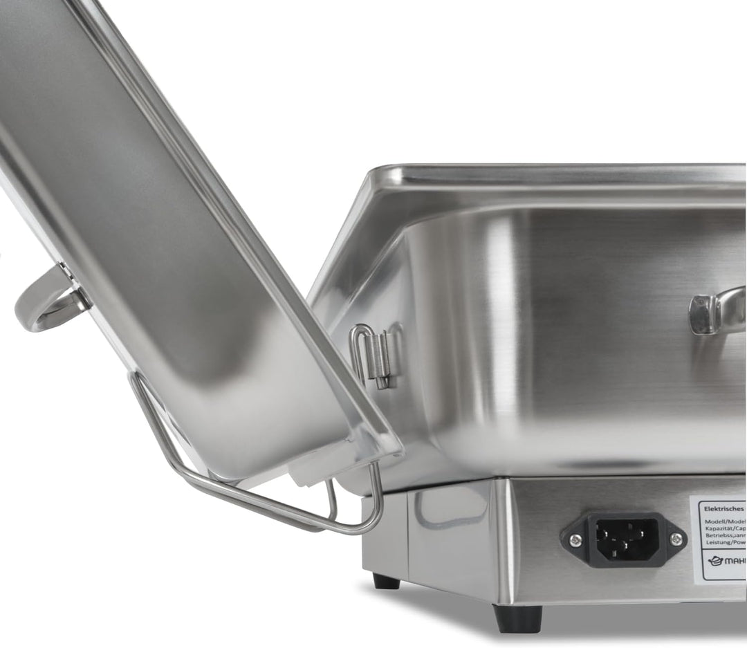 Mahlzeit elektrischer Edelstahl Chafing Dish mit GN 1/1 | 9 Liter | bis 80°C mit Display | Speisenwä