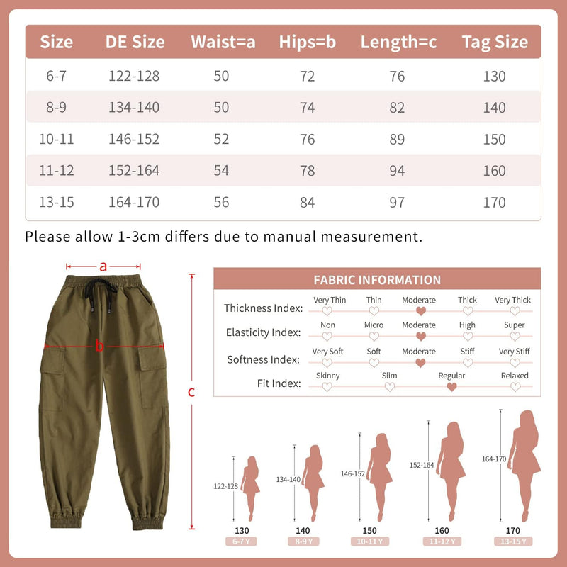 Kinder Cargo Hose Elastische Taille Jogger Hose für Jungen Mädchen Street Hip Hop Armee-grün 122-128
