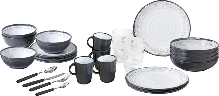 Brunner 0830150N.C3S Set Teller, Becher, Schalen, Becher aus Melamin, bruchsicher, Stonetouch, 40 St
