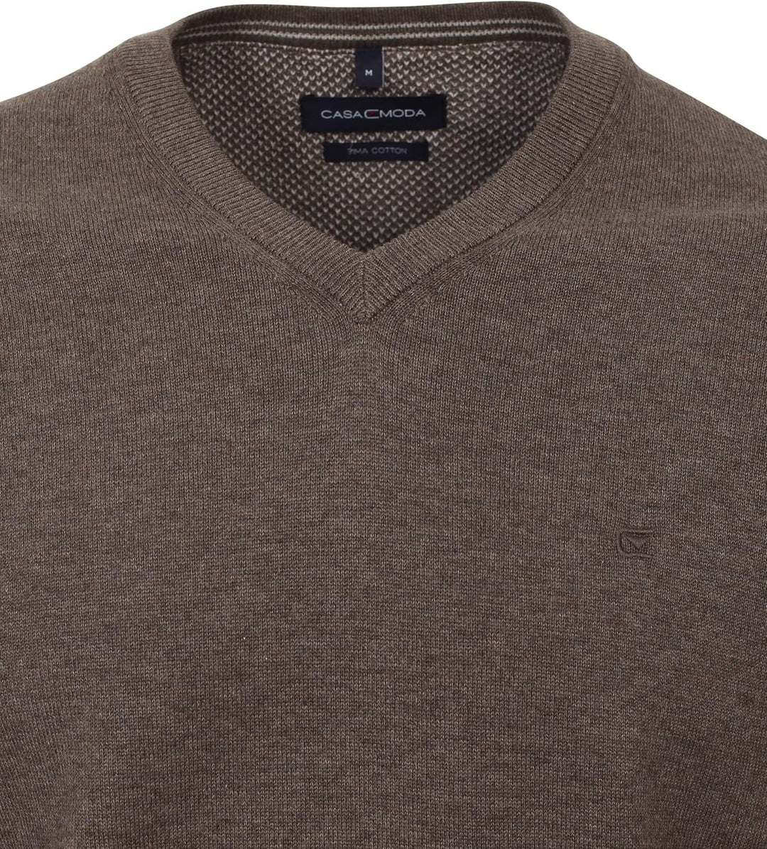 CASAMODA Herren Pullover mit V-Ausschnitt unifarben Elastischer Bund XXL Dunkelbraun, XXL Dunkelbrau