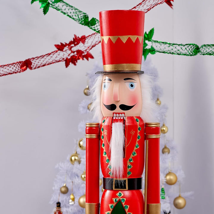 THE TWIDDLERS Riesige Holz Weihnachten Nussknacker Figur, Lebensgrösse, XXL 120cm - Klassische Weihn