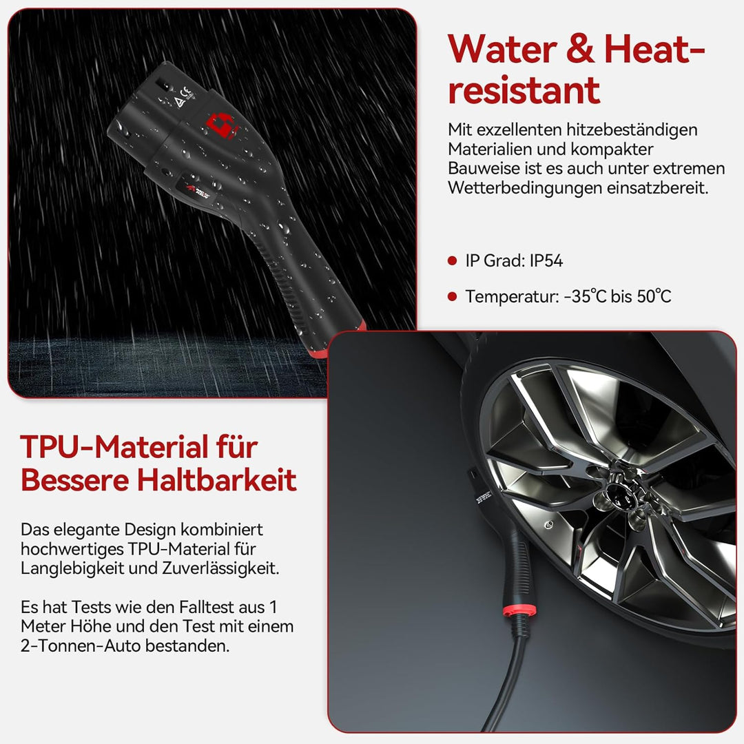 MCEVKELN Typ 2 Ladekabel 11KW 3 Phasig - 16A Ladekabel Typ 2 für Elektroautos & Hybrid 7M Mode 3 Lad