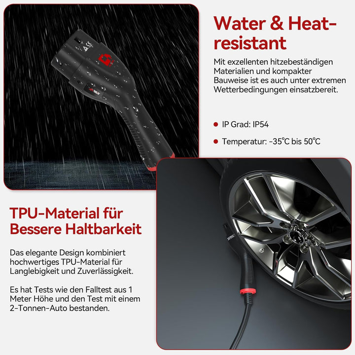 MCEVKELN Typ 2 Ladekabel 11KW 3 Phasig - 16A Ladekabel Typ 2 für Elektroautos & Hybrid 7M Mode 3 Lad