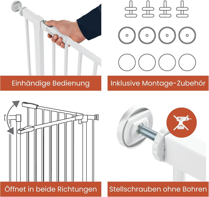 hauck Treppenschutzgitter Türschutzgitter Clear Step 2, für Breiten 75-80 cm, Ultra Flache Schwelle,