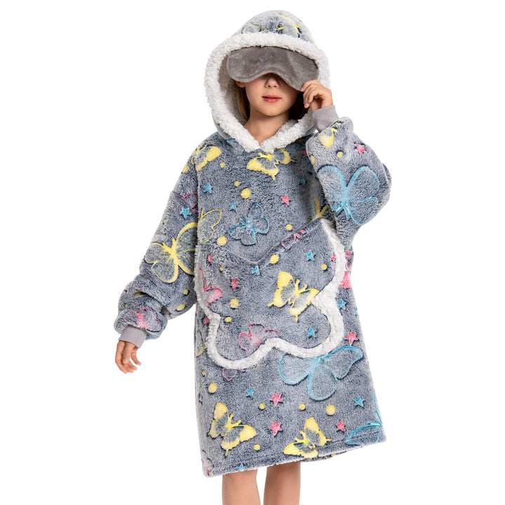 OLAOLA Schmetterling Tragbare Decke Hoodie Im Dunkeln Leuchten, üBergrossEr Decken Hoodie Mit Tasche