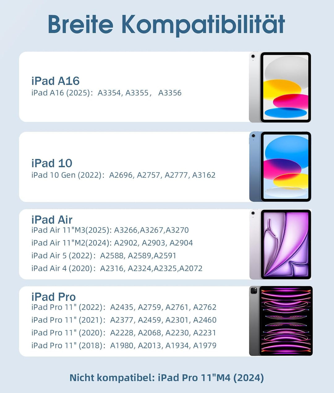 Vobafe Hülle mit Tastatur Kompatibel mit iPad A16 11 Generation 2025/10 Gen 2022 10.9 Zoll, Air 11 Z