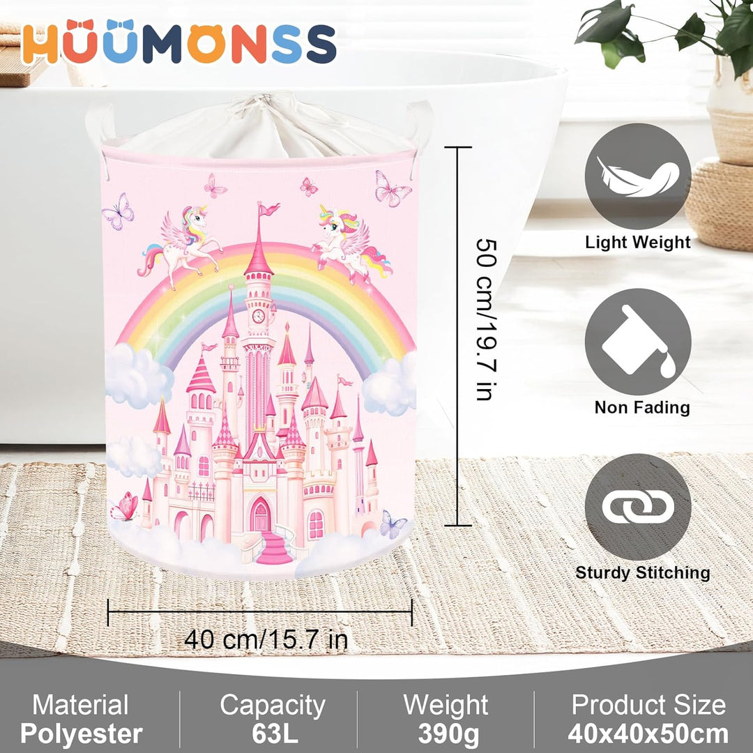 Regenbogen Tiere Kinder Wäschekorb Faltbar für Mädchen Gross Kleidung Spielzeug Aufbewahrungskorb fü
