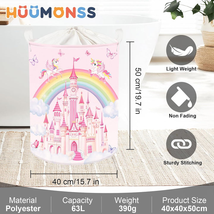 Regenbogen Tiere Kinder Wäschekorb Faltbar für Mädchen Gross Kleidung Spielzeug Aufbewahrungskorb fü
