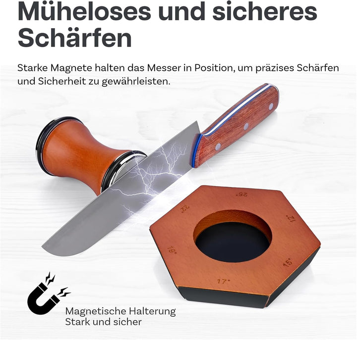 Rollschleifer Messerschärfer von MMOBIEL – 6 Magnetische Schleifwinkeln (12°, 15°, 17°, 19°, 22°, 25