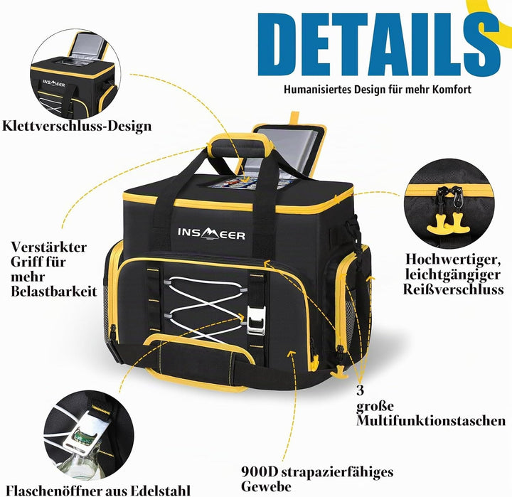 INSMEER Kühltasche Gross 48L/55L, 55/80 Cans Kühltasche Faltbar Isolierte Tasche, Auslaufsicher zusa