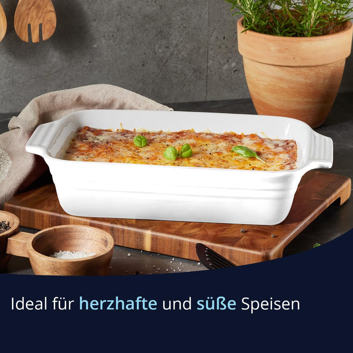 KHG Auflaufform mittelgross 26 cm, Kapazität 0,75 Liter in Weiss für 1-2 Personen, Ofenform aus Kera