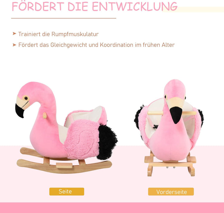 HOMCOM Schaukeltier Schaukelpferd Kinder Schaukel Rosa 60 x 33 x 52 cm