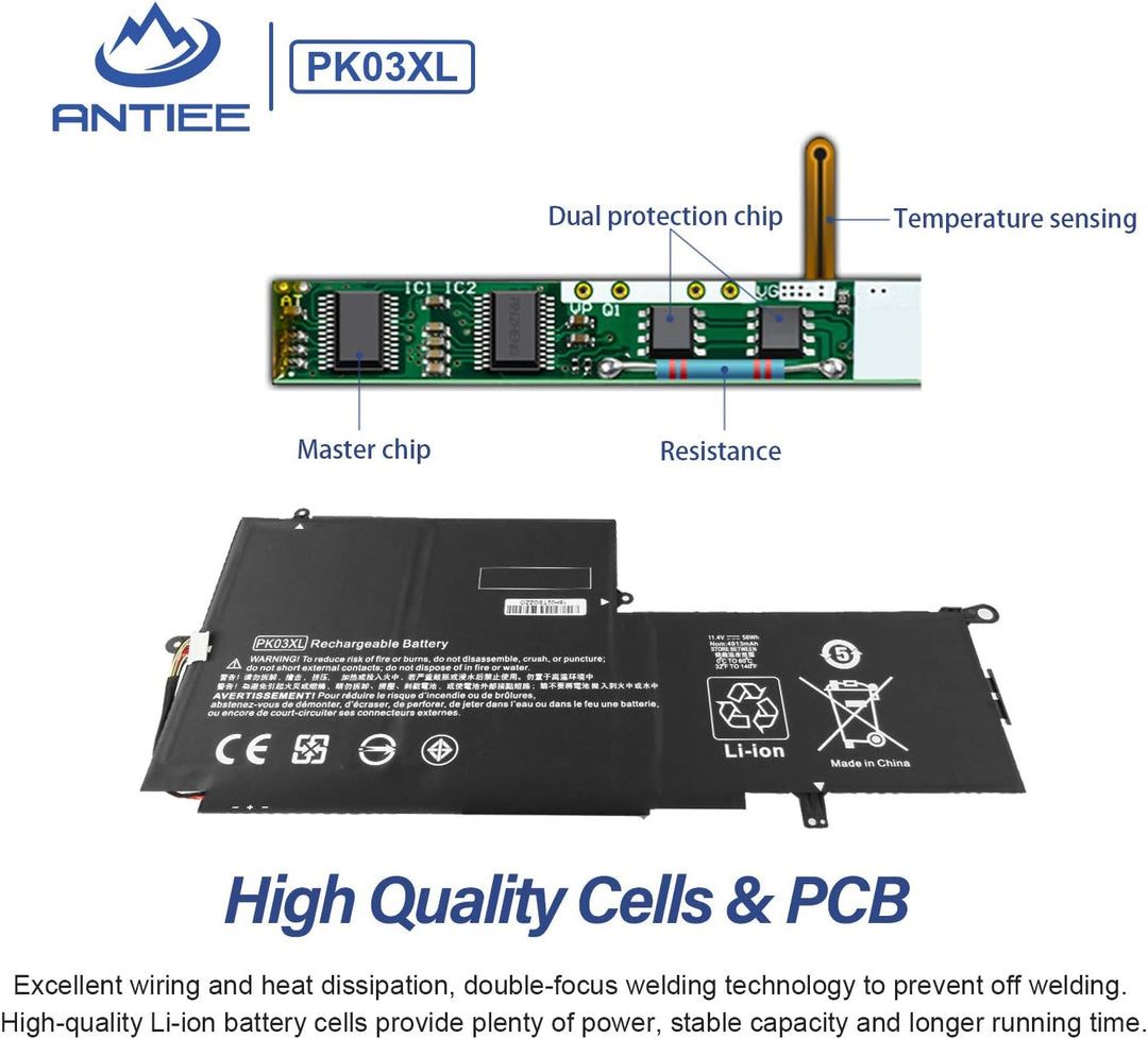 ANTIEE 56WH PK03XL Akku für HP Spectre Pro X360 G1 G2 13" 13-4000 13-4100 13-4200 13-4000nf 13-4006t