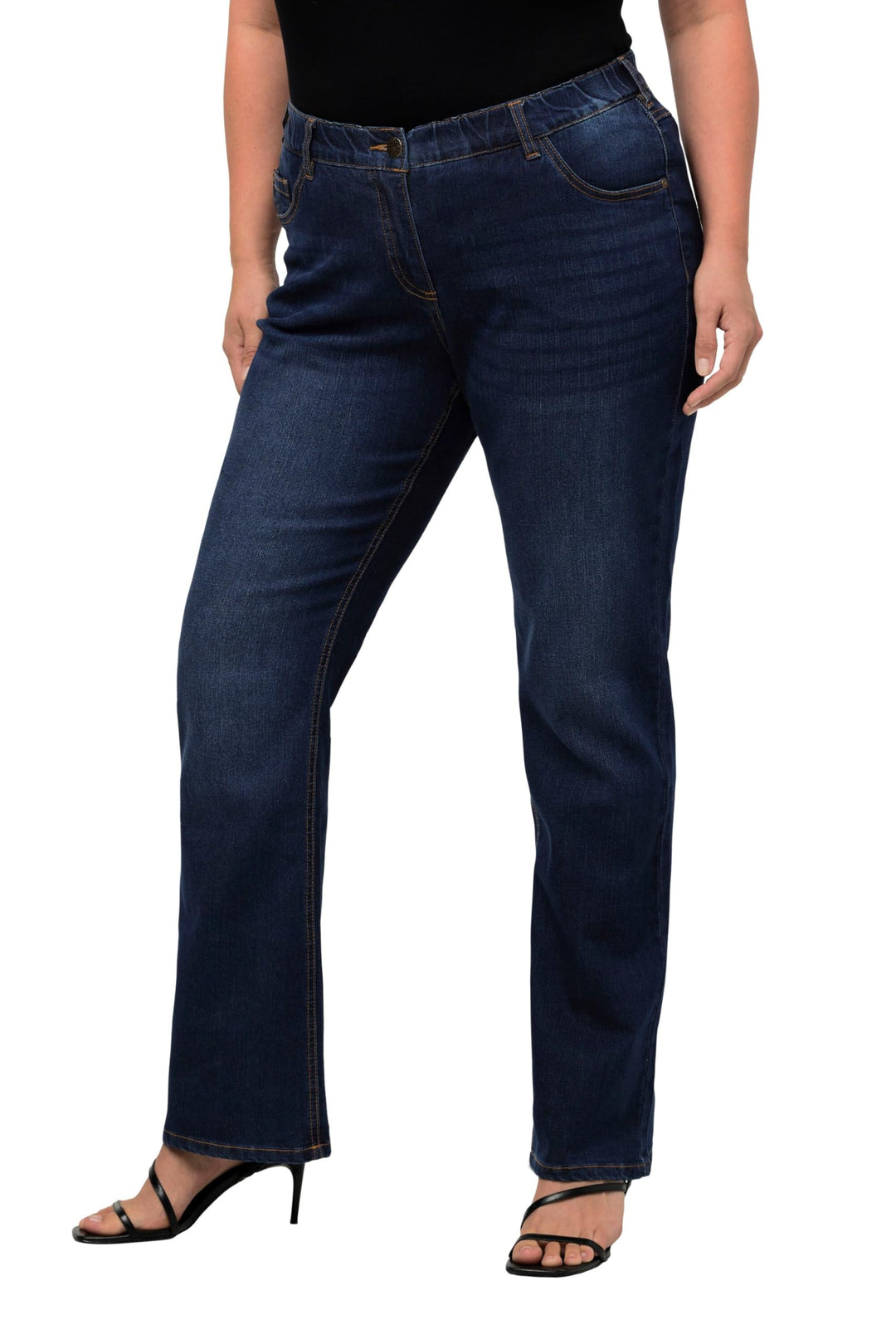 Ulla Popken Damen Hose Bootcut-Jeans 33W / 30L Blue Denim, 33W / 30L Blue Denim