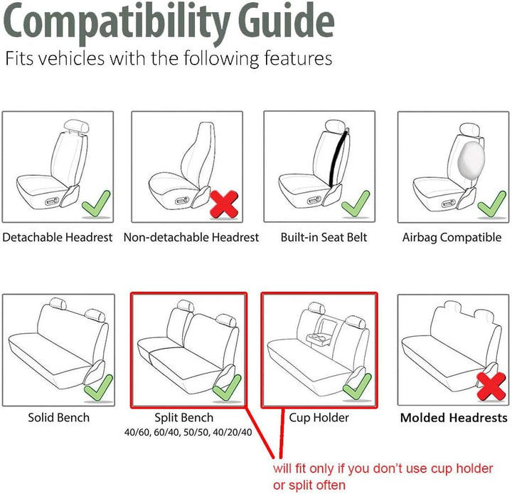 ibon Autositzbezüge Set Leder, 5-Sitze Universal-Sitzbezüge Auto Vordersitze und Rückbank Komplettse